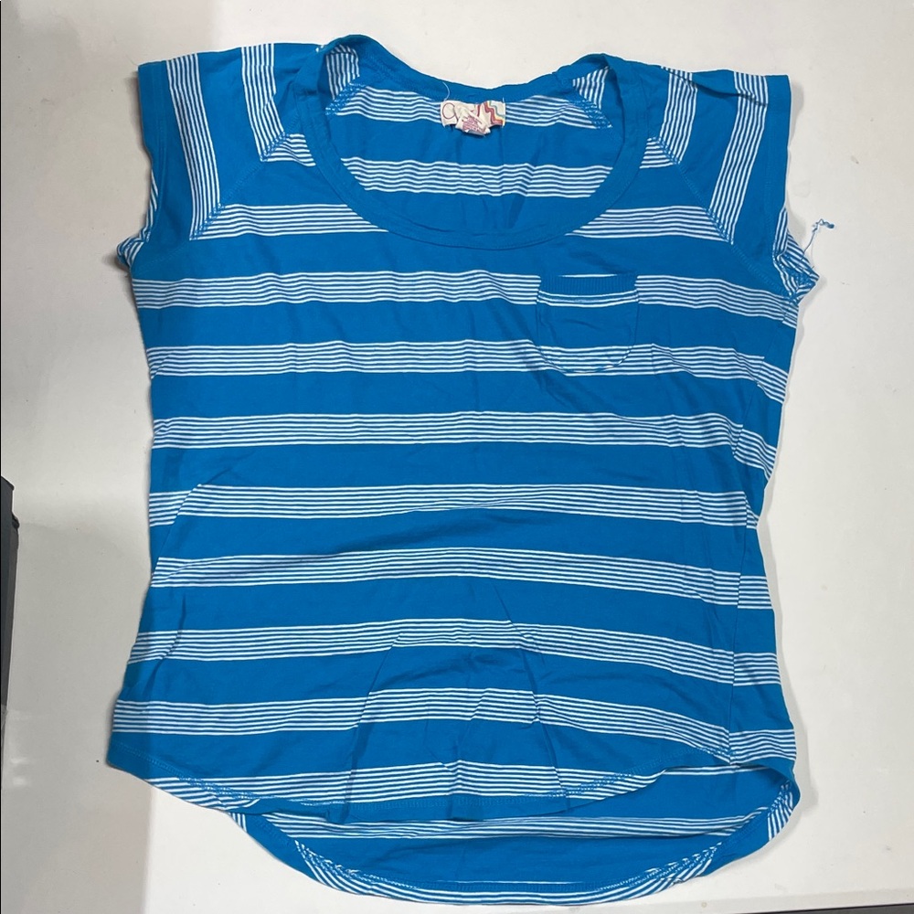Vintage Blue Striped Girls' Short Sleeve Tee - Casual Everyday Top